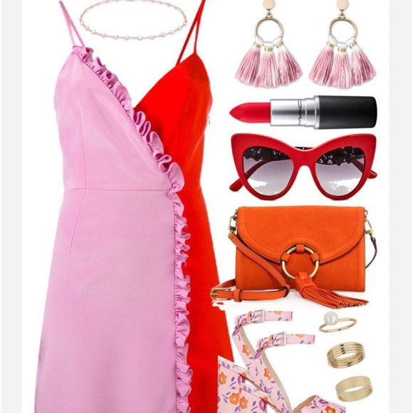 Bardot Sherbert Bomb Midi Dress red pink - Picture 8 of 10